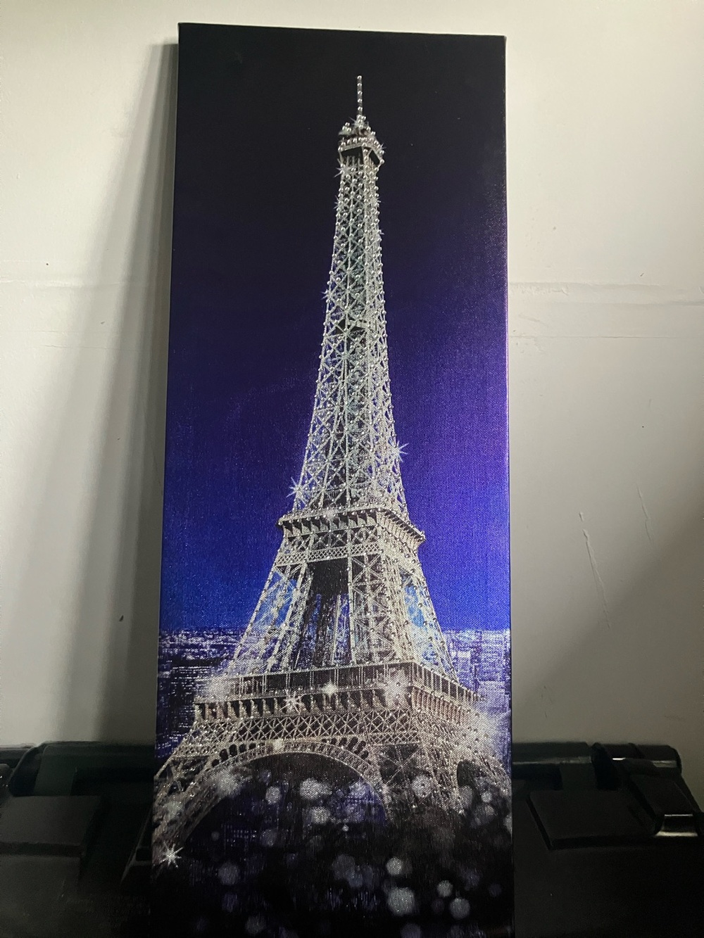Eiffel Tower Canvas Wall Art - Blue Silver Paris Print